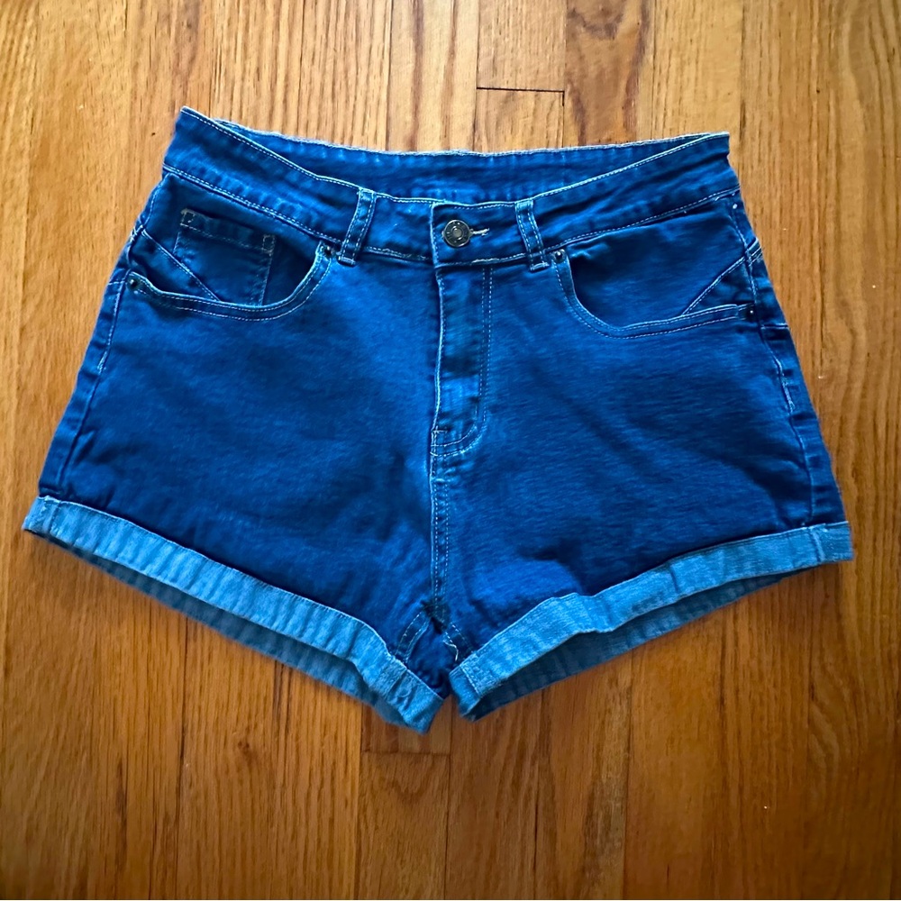 Unbranded Women's Cuffed Denim Shorts Medium Wash Large 10/12 Stretch